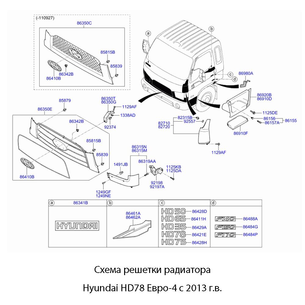 Решетка радиатора Hyundai HD78 Евро-4 с 2013 г.в. | Оригинал